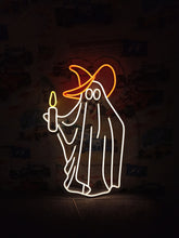 Load image into Gallery viewer, Halloween Ghost neon sign, Ghost Holding A Candle neon sign, Neon sign with Ghost for Halloween, Spooky Ghost neon light,Ghost LED neon sign
