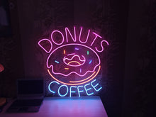 Load image into Gallery viewer, Donuts and coffee Neon Sign, Neon Light bar, restaurant Neon Signs, Personalized Wall Decor, Donuts and Coffee Decor, Home Decor Gifts
