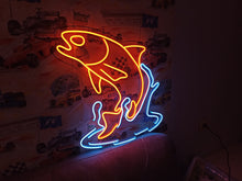 Load image into Gallery viewer, Salmon Fish Neon Sign, Fisherman&#39;s Delight LED Neon Sign, Fresh Catch LED Neon Sign, Salmon Wall Art LED Neon Sign, Seafood Lovers LED Neon Sign
