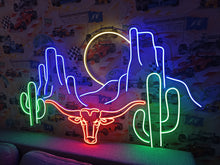 Load image into Gallery viewer, Western decor neon sign, bulls and western decor neon sign
