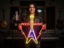 Load image into Gallery viewer, Guitar LED Neon Sign, Music Wall Decor For Home, rock Music neon sign, Guitar rock neon sign, The best gift for rock fans
