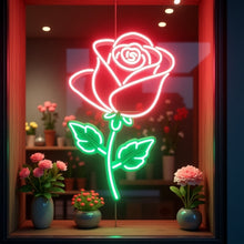 Load image into Gallery viewer, Gorgeous Rose Neon Sign, Rose Silhouette Neon Sign, Petal Neon Sign
