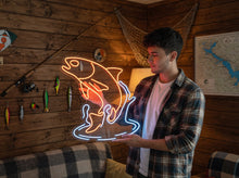 Load image into Gallery viewer, Salmon Fish Neon Sign, Fisherman's Delight LED Neon Sign, Fresh Catch LED Neon Sign, Salmon Wall Art LED Neon Sign, Seafood Lovers LED Neon Sign
