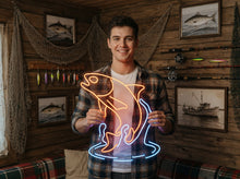 Load image into Gallery viewer, Salmon Fish Neon Sign, Fisherman's Delight LED Neon Sign, Fresh Catch LED Neon Sign, Salmon Wall Art LED Neon Sign, Seafood Lovers LED Neon Sign
