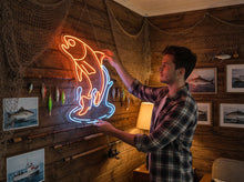 Load image into Gallery viewer, Salmon Fish Neon Sign, Fisherman's Delight LED Neon Sign, Fresh Catch LED Neon Sign, Salmon Wall Art LED Neon Sign, Seafood Lovers LED Neon Sign

