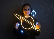 Load image into Gallery viewer, Planet saturn Neon Sign, Saturn Planet neon sign, Planet Galaxy Neon Signs, Space led neon sign, custom Saturn led decor, Space led neon
