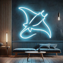 Load image into Gallery viewer, Manta Ray neon sign, Giant Manta neon sign, Ocean Manta neon sign
