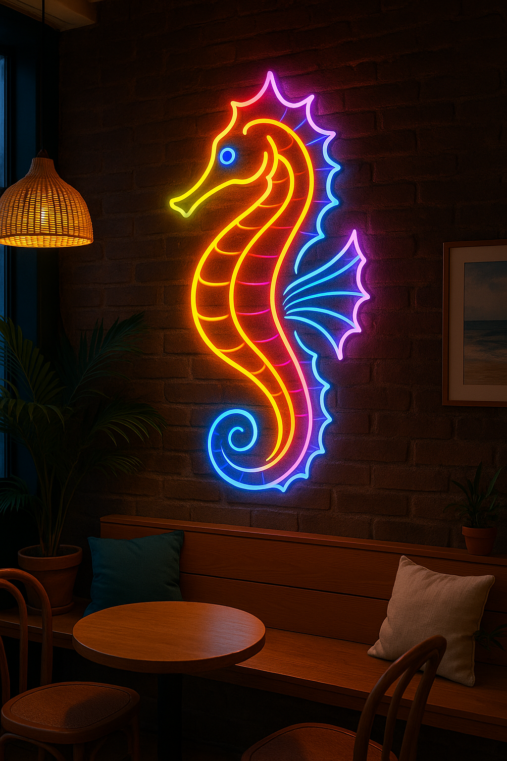 Sea horse Neon Sign, hippocampus Animal Neon light, sea neon sign, Oceanic Seahorse Neon sign, Marine Seahorse Neon sign