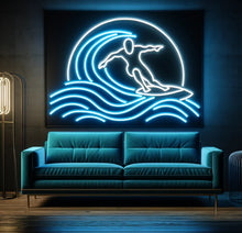 Load image into Gallery viewer, Surfer On Waves neon sign, Surfing Wave Rider neon sign, Ocean Surfer neon sign
