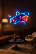 Load image into Gallery viewer, Biting Shark Neon Sign, Shark Teeth Neon Sign, Open Mouth Shark Neon Sign Multicolor
