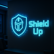 Load image into Gallery viewer, Shield Up Neon Sign, Armor Up Neon Sign, Defense Mode Neon Sign
