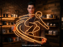 Load image into Gallery viewer, Snowboarder Neon Sign, Snowboarding neon sign, Winter sports neon sign
