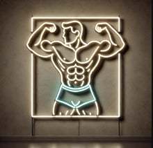 Load image into Gallery viewer, Flexing Man Neon Sign, Six Pack Abs Neon Sign, Muscular Torso Neon Sign

