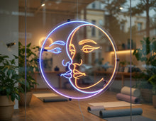 Load image into Gallery viewer, Sun Moon Kiss Neon Sign, Celestial embrace neon sign, Solar lunar neon sign
