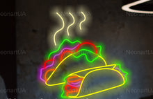 Load image into Gallery viewer, Tacos neon sign, Burrito neon sign, shawarma led sign, pita led light, custom street food neon light
