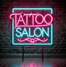 Load image into Gallery viewer, Tattoo salon Neon Sign – Bright LED Wall Light for Tattoo Studio or Barbershop Decor, Tattoo LED Neon Sign – Eye-Catching Storefront Decor for Shopify Shops &amp; Tattoo Studios
