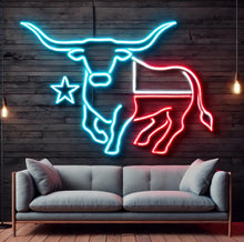 Load image into Gallery viewer, Texas Longhorn Neon Sign – Majestic Steer Silhouette With Wide Horns Glow

