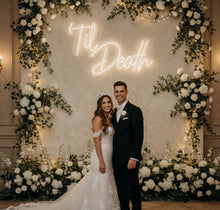 Load image into Gallery viewer, Til death sign, til death wedding decor, led til death neon sign, til death do us part led neon
