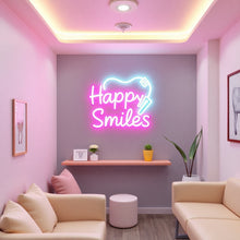 Load image into Gallery viewer, Happy Smiles Tooth neon sign, Dental Smile neon sign, Tooth Icon neon sign
