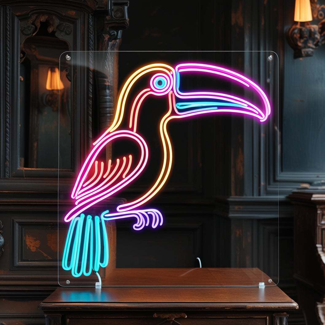 Toucan Neon Sign – Tropical Bird Wall Decor, Vibrant Jungle Neon Light for Bar, Bedroom, or Kids Room – Exotic Animal LED Sign