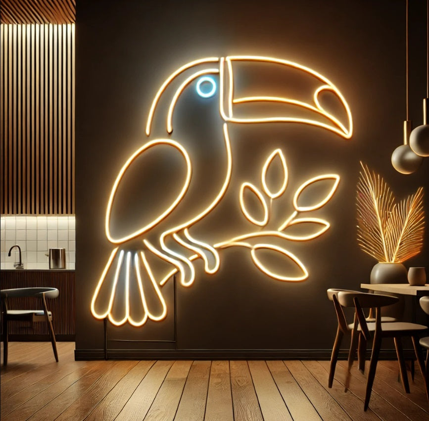 Toucan Neon Sign – Tropical Bird Wall Decor, Vibrant Jungle Neon Light for Bar, Bedroom, or Kids Room  Exotic Animal LED Sign