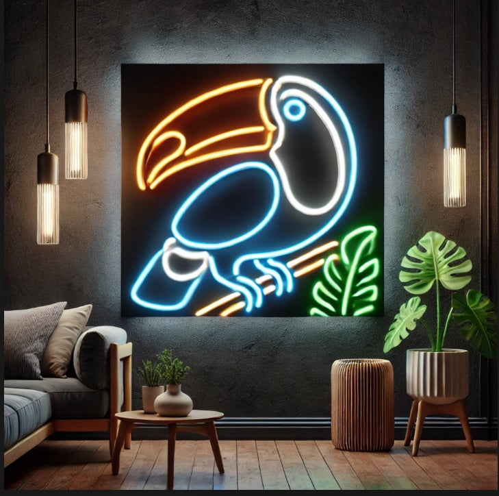 Toucan Neon Sign – Tropical Bird Wall Decor, Vibrant Jungle Neon Light for Bar, Bedroom, or Kids Room  Exotic Animal LED Sign