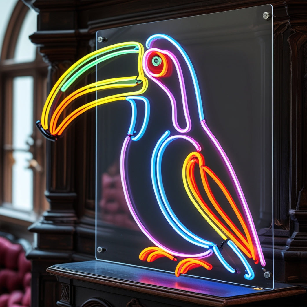 Toucan Neon Sign – Tropical Bird Wall Decor, Vibrant Jungle Neon Light for Bar, Bedroom, or Kids Room – Exotic Animal LED Sign