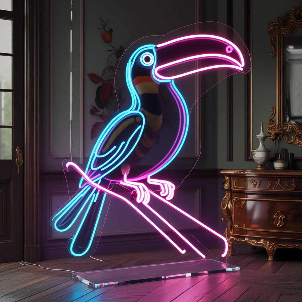 Toucan Neon Sign – Tropical Bird Wall Decor, Vibrant Jungle Neon Light for Bar, Bedroom, or Kids Room – Exotic Animal LED Sign
