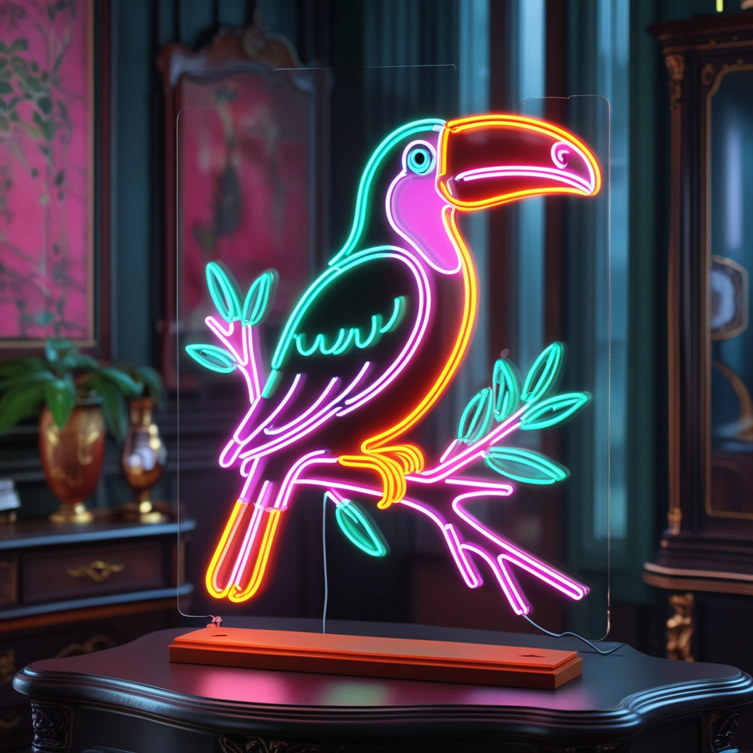 Toucan Neon Sign – Tropical Bird Wall Decor, Vibrant Jungle Neon Light for Bar, Bedroom, or Kids Room  Exotic Animal LED Sign
