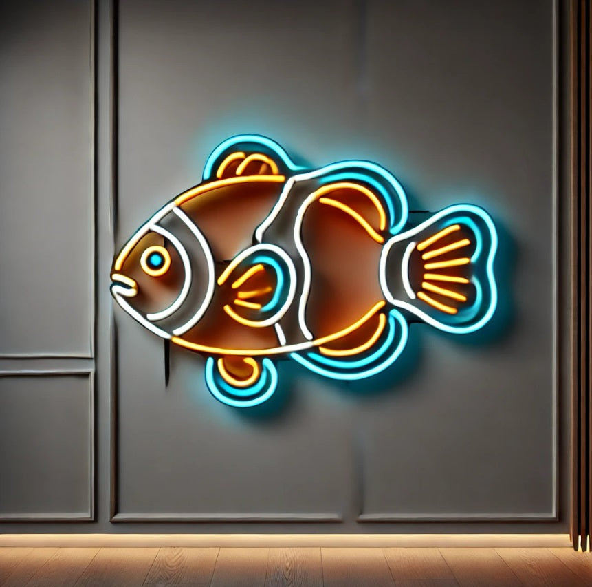Clownfish neon sign, clown fish neon light, Nemo neon sign, clownfish LED sign, aquarium neon sign, tropical fish neon light, ocean theme neon sign, fish tank neon light, orange fish neon sign, sea life neon sign