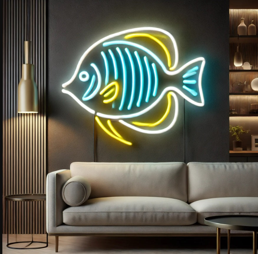Fish neon sign, Neon fish sign, Neon tropical fish sign, Tropical fish LED sign, Tropical fish neon light, Custom neon fish sign, Tropical fish neon art