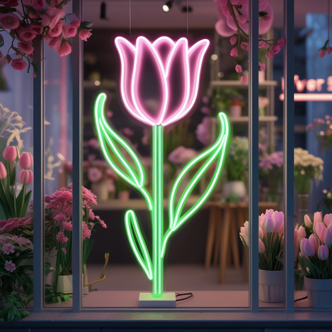 Tulip Neon Sign – Floral LED Light for Bedroom, Cafe, Wedding or Garden Wall Decor