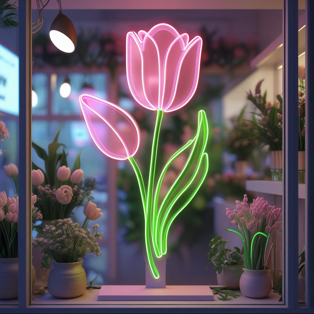 Tulip Neon Sign – Floral LED Light for Bedroom, Cafe, Wedding or Garden Wall Decor