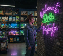 Load image into Gallery viewer, Welcome to the jungle neon sign, monstera leaf neon sign
