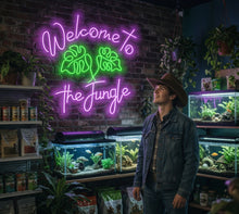 Load image into Gallery viewer, Welcome to the jungle neon sign, monstera leaf neon sign
