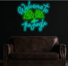 Load image into Gallery viewer, Welcome to the jungle neon sign, monstera leaf neon sign
