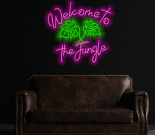 Load image into Gallery viewer, Welcome to the jungle neon sign, monstera leaf neon sign
