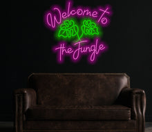 Load image into Gallery viewer, Welcome to the jungle neon sign, monstera leaf neon sign
