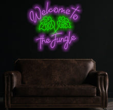 Load image into Gallery viewer, Welcome to the jungle neon sign, monstera leaf neon sign
