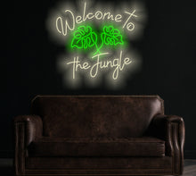 Load image into Gallery viewer, Welcome to the jungle neon sign, monstera leaf neon sign
