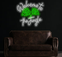 Load image into Gallery viewer, Welcome to the jungle neon sign, monstera leaf neon sign
