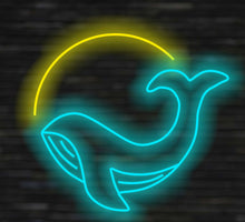 Load image into Gallery viewer, Whale neon sign, Ocean theme neon light, Marine life neon decor, Whale-shaped neon art, Blue whale LED sign, Whale tail neon sign, fish led
