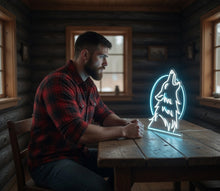 Load image into Gallery viewer, Howling Wolf Neon Sign – Night Sky Glow LED | Custom Neon Art For Wilderness Spaces
