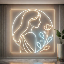 Load image into Gallery viewer, Woman Silhouette Frame neon sign, Female Contour neon sign, Girl Profile neon sign
