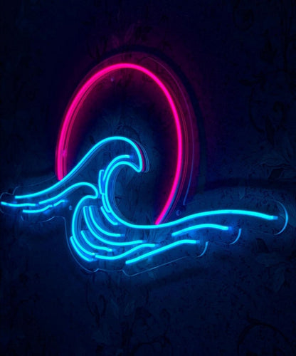 Sunset wave - LED Neon Sign,Gift,Wall Decor,Custom Sign,Neon Gaming Sign,Neon Gaming Logo,Bright Neon Lights,Anime Neon Sign