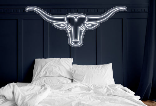 Longhorn Bull neon sign, Bull head led neon, Longhorn head skull light sign,