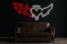 Load image into Gallery viewer, Angel and Devil Neon Sign - Custom Neon Sign, Melting Heart, Angel and Demon, Led Neon Light, Heart Neon Sign, Wall Decor, Valentine&#39;s Day Gift
