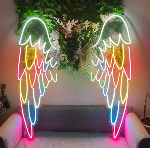 Wing neon light, Neon angel wings sign, Neon wing wall decor, Neon wing art, Neon wing sign