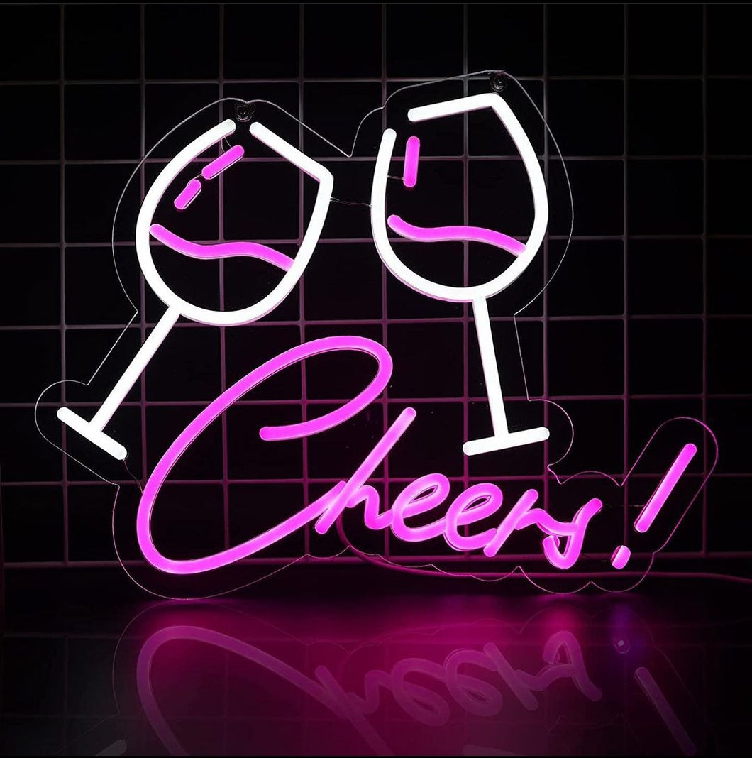 Cheers Wedding neon sign, Bar Sign, Custom Neon Sign, Home Bar Pub Party Room, Wall Decor, Champagne beer LED Decorations Club Signage