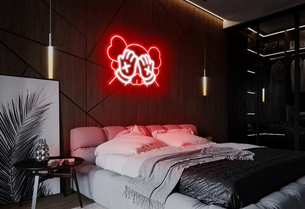 Kaws Neon Sign, anime neon sign, Kaw Wall Art